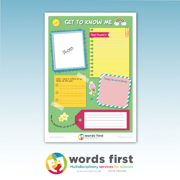 Get to Know Me (Words First One Page Profile – Primary)