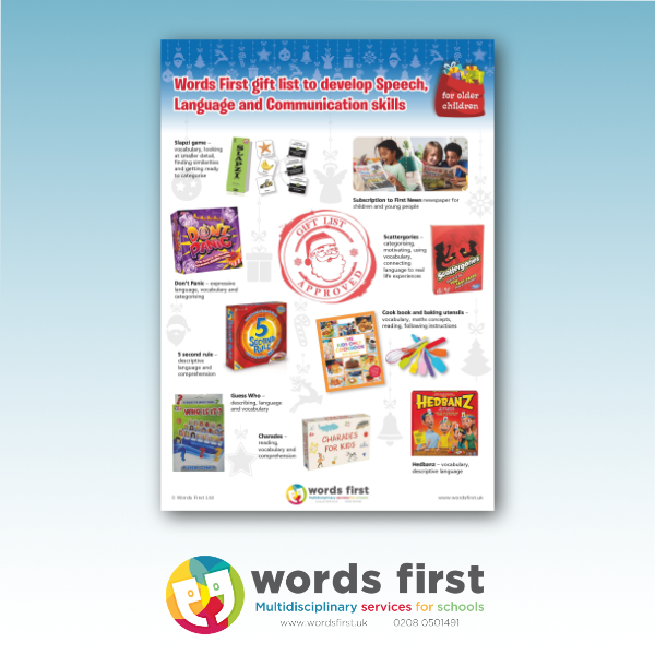 Words First Gift List to Develop Speech, Language and Communication Skills – For Older Children