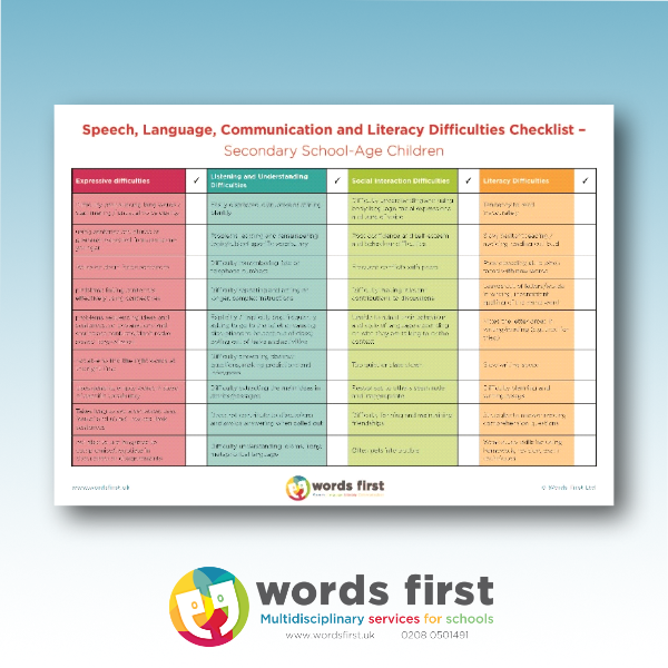 Words First Secondary SLCN Checklist